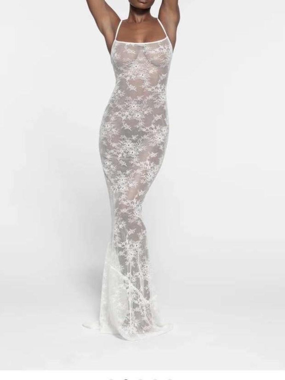 SKIMS NWT Ultra Fine Lace Cami Long Dress Size XXS